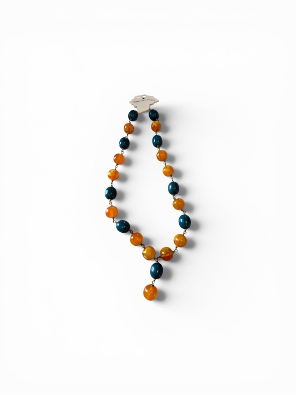 Two-Tone Amber‎ & Teal Beaded Statement Necklace